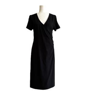 Soft Surroundings Dress Black Shapely Anywhere Short Sleeve Ruched Small